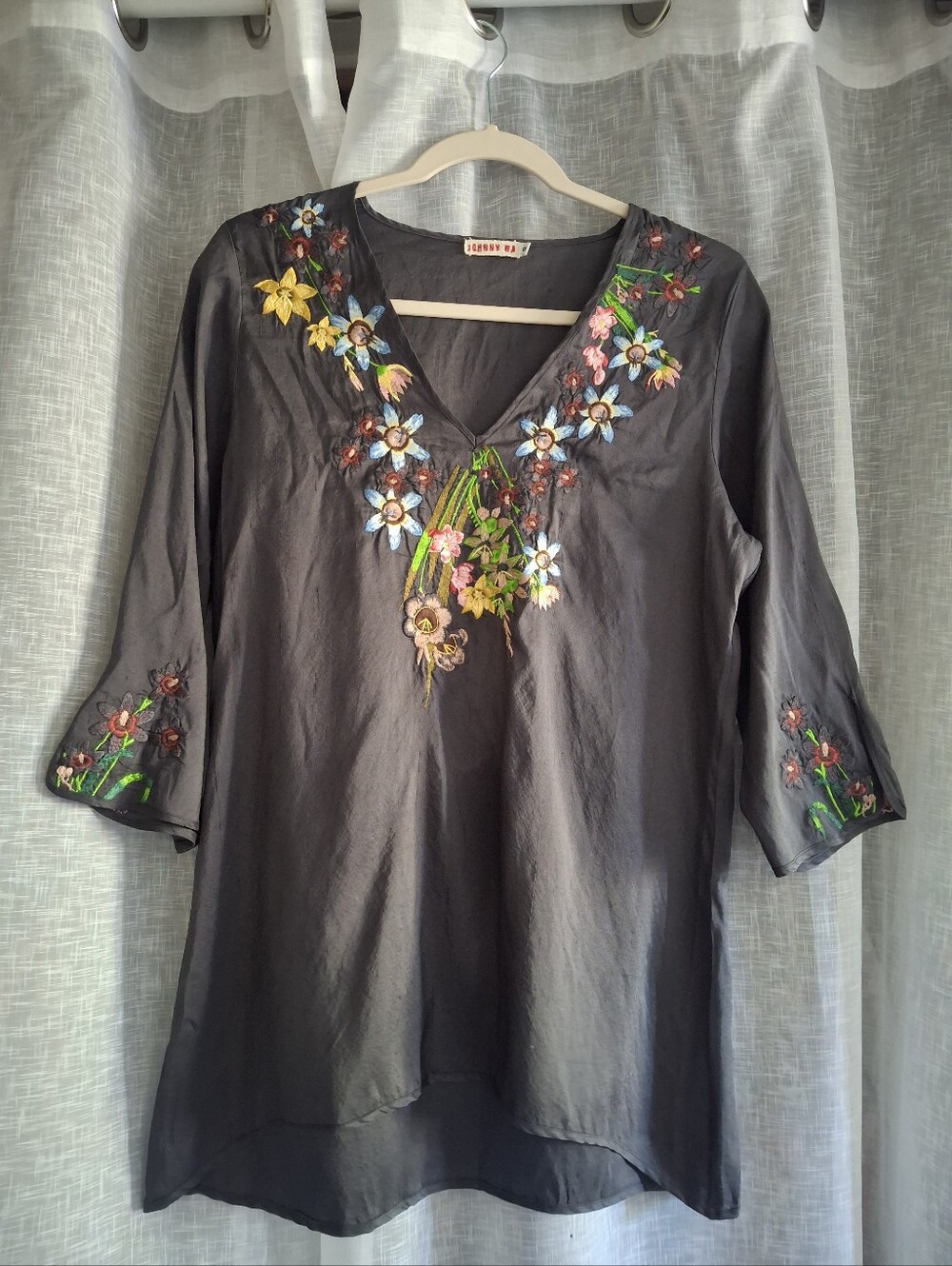 Vintage Johnny Was Silk Embroidered Tunic